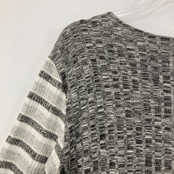 Barbara Katz size XL Gray Color-Block Stretch Knit 3/4 Sleeve Pullover Top - Picture 9 of 10